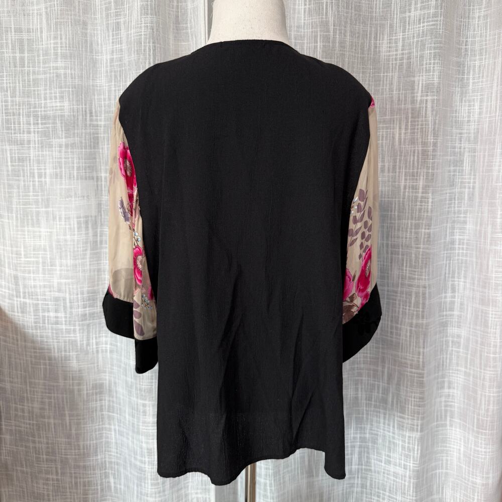 VTG Spencer Alexis Silk Blend Kimono Top L Floral Mesh Whimsical Feminine Artsy - Picture 3 of 15